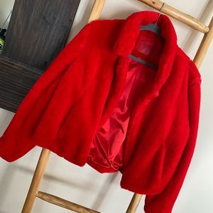 NWOT Blank NYC Faux Fur Cropped Jacket Size L